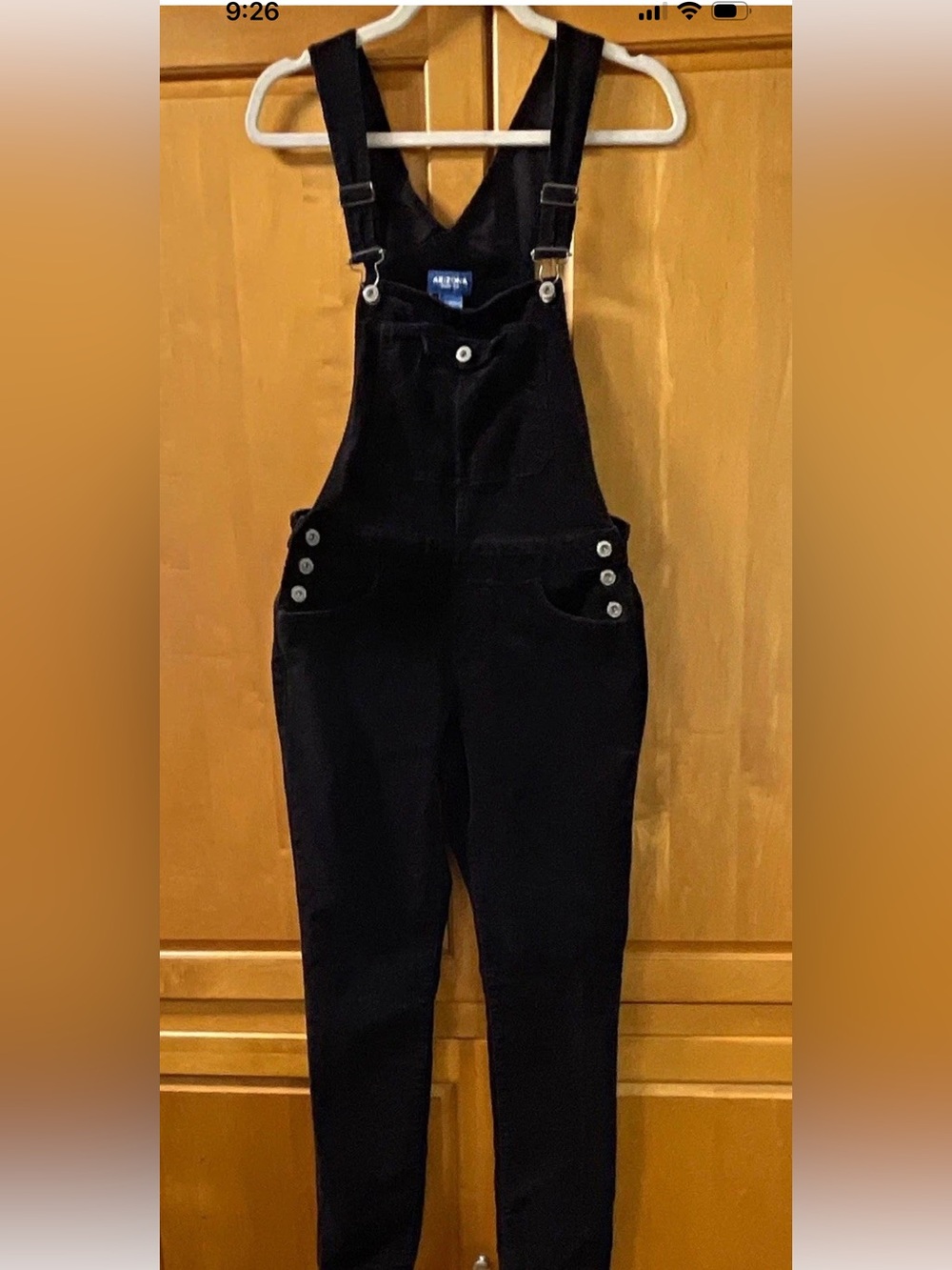 Arizona Jean Co Black Corduroy Overalls Womens M Stretch Comfort Grunge 90s Styl